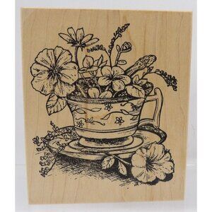 Coffee Cup of Flowers Stamp- ©2001 Northwoods Rubber Stamo Inc.